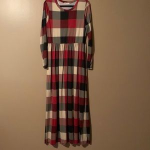 Multi colored plaid maxi dress